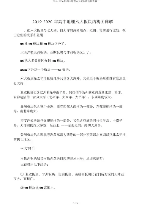 2019-2020年高中地理六大板块构造图详解