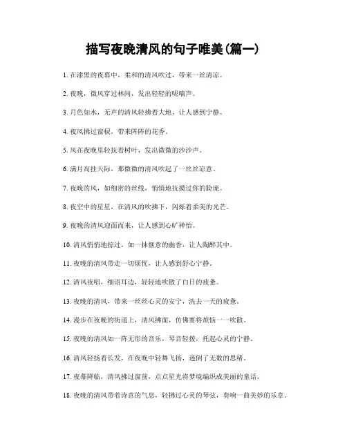 描写夜晚清风的句子唯美(精选两篇)