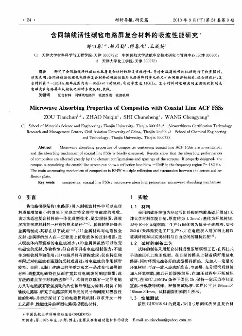 含同轴线活性碳毡电路屏复合材料的吸波性能研究