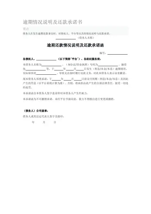逾期情况说明及还款承诺书