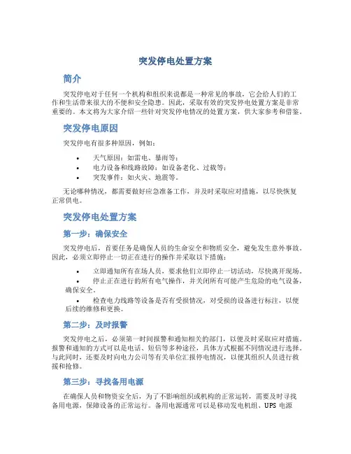 突发停电处置方案