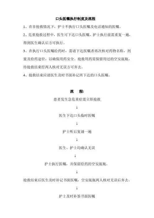 口头医嘱执行制度及流程