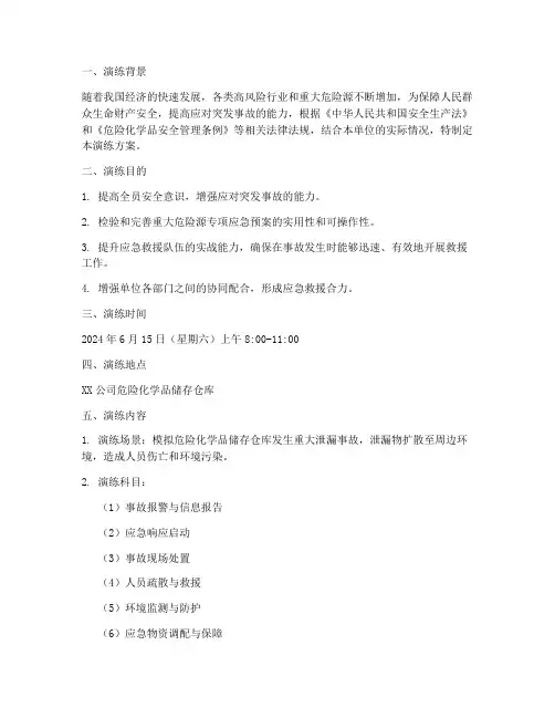 重大危险源专项应急预案演练