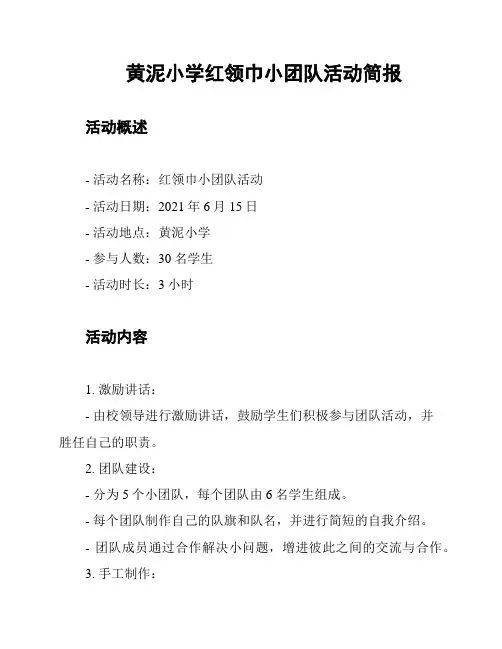 黄泥小学红领巾小团队活动简报