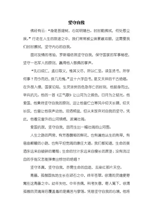 高三作文：坚守自我作文800字