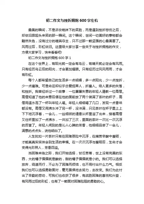 初二作文与挫折拥抱600字左右