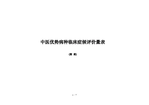 中医优势病种临床症候评价量表(附)