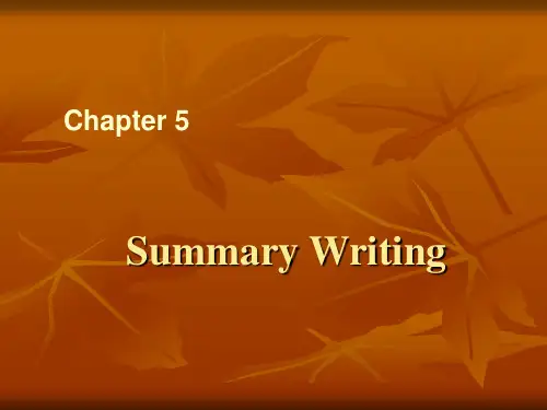 《英语写作基础》PPT--chapter5 Summary