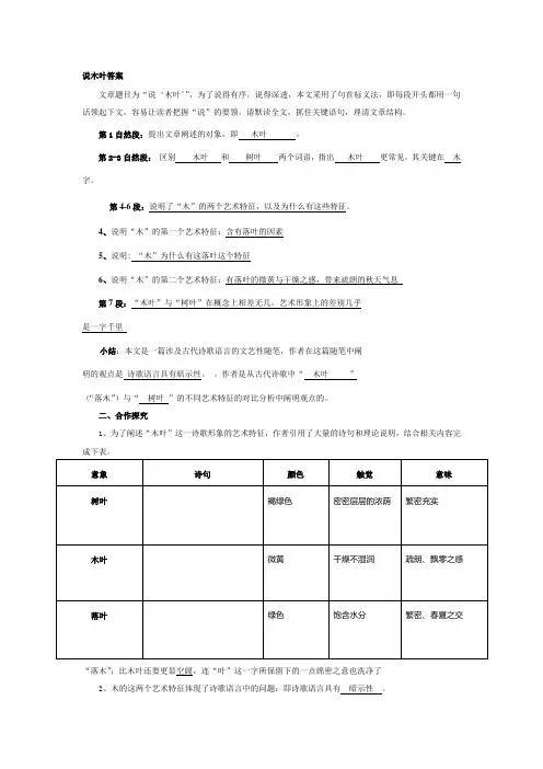 说木叶答案