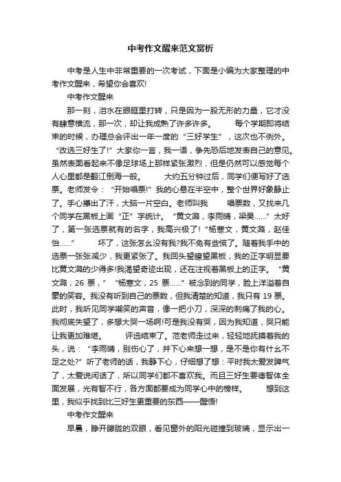 中考作文醒来范文赏析