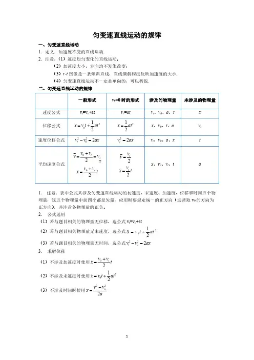 人教版高一物理必修第一册第二章复习专题：匀变速直线运动的规律及重要结论  PDF版