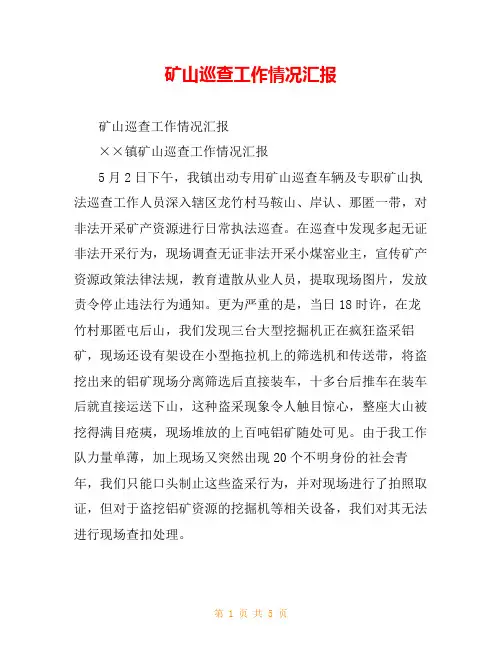 矿山巡查工作情况汇报