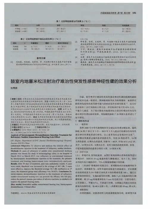 鼓室内地塞米松注射治疗难治性突发性感音神经性聋的效果分析