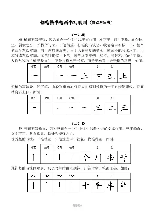 小学一年级汉字基本笔画书写规则