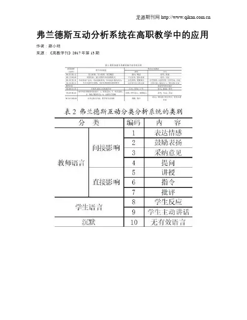 弗兰德斯互动分析系统在高职教学中的应用