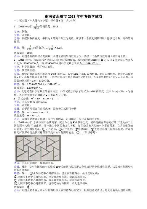 湖南永州-解析版