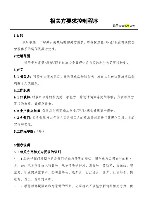 《相关方要求控制程序》
