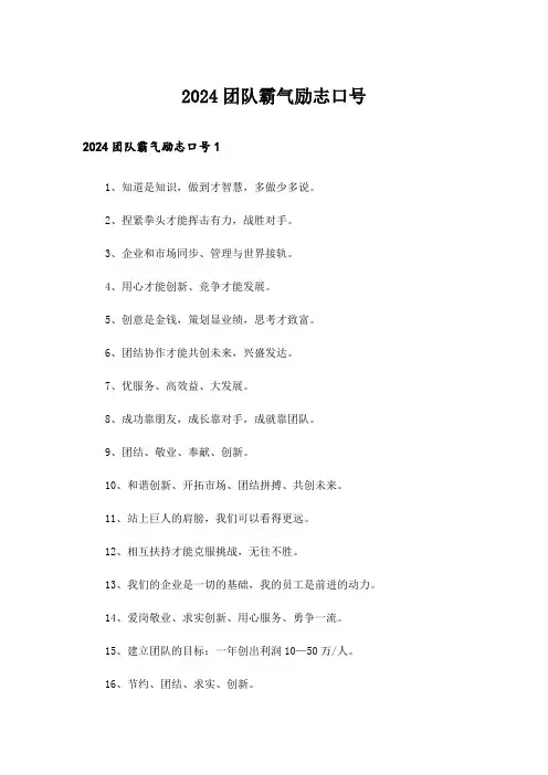 2024团队霸气励志口号