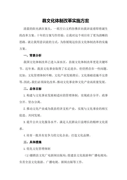 县文化体制改革实施方案
