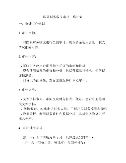 医院财务收支审计工作计划