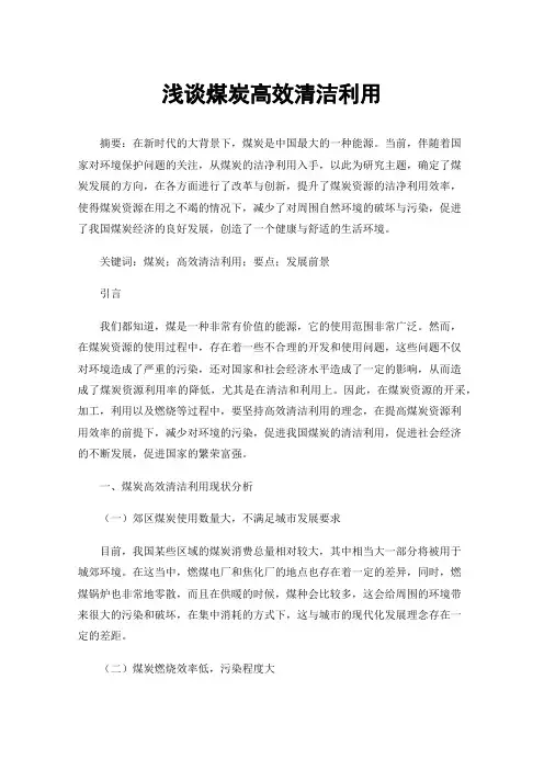浅谈煤炭高效清洁利用