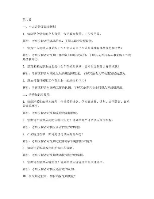 采购竞聘面试题目(3篇)