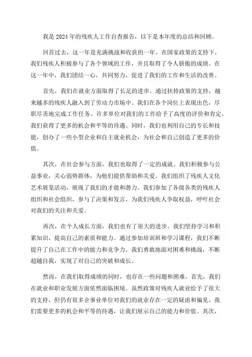 某年残疾人工作自查报告