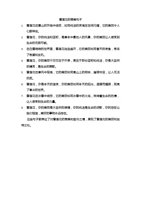 雪莲花的赞美句子