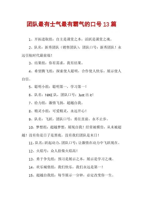 团队最有士气最有霸气的口号13篇