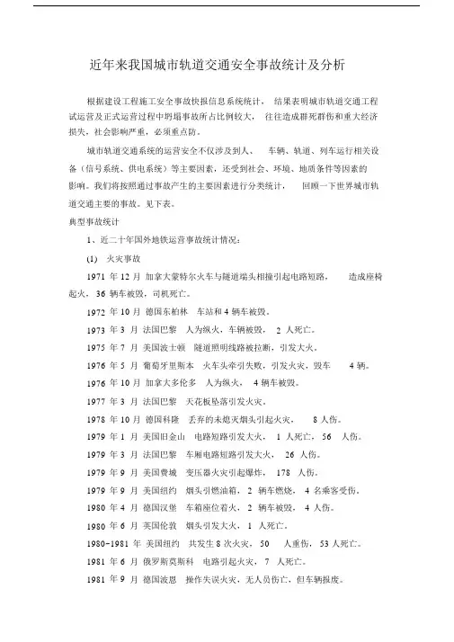 城市轨道交通运营阶段事故案例统计、汇编_2019.doc