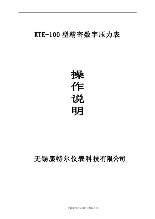 精密数字压力表使用说明书