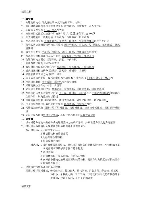 最新过程设备设计试题(附答案)