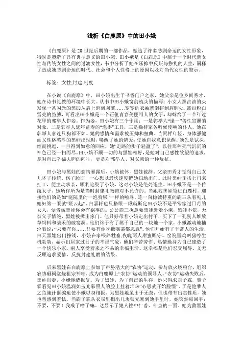 浅析《白鹿原》中的田小娥