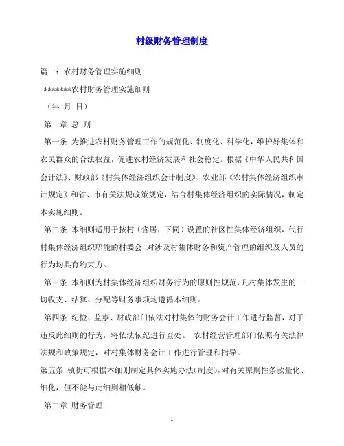 2020年-规章制度-村级财务管理制度