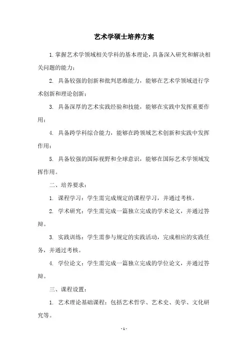 艺术学硕士培养方案