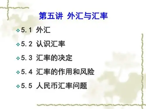 第五讲汇率(STU)讲述