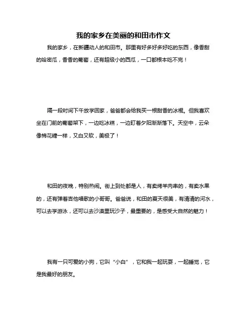 我的家乡在美丽的和田市作文