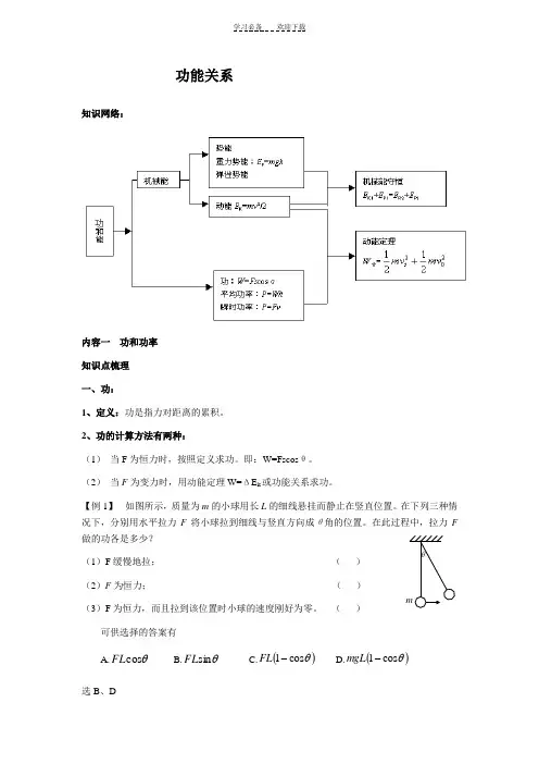 高二物理功能关系复习习题加答案
