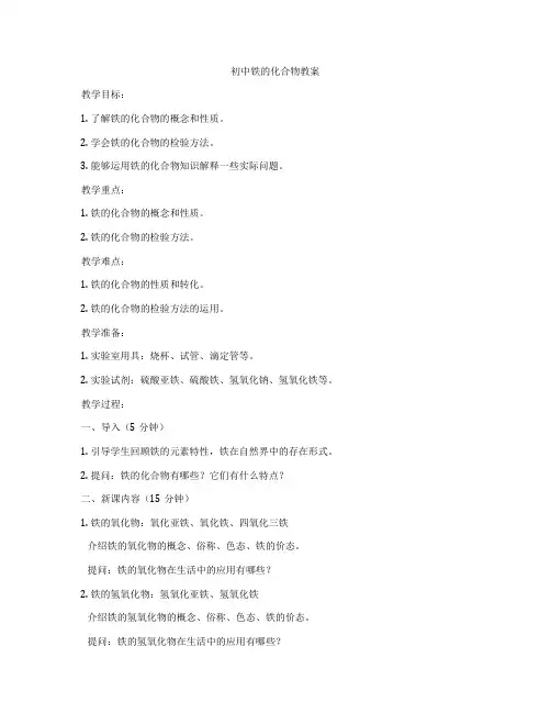 初中铁的化合物教案