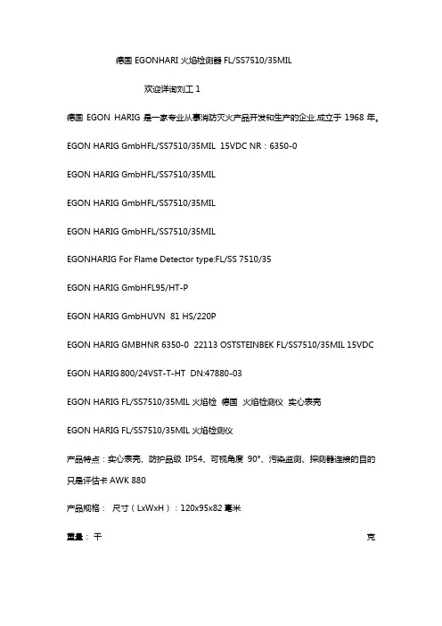 FLSS751035MIL德国EGONHARI火焰检测器