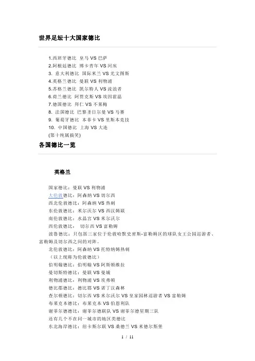 各国德比090224