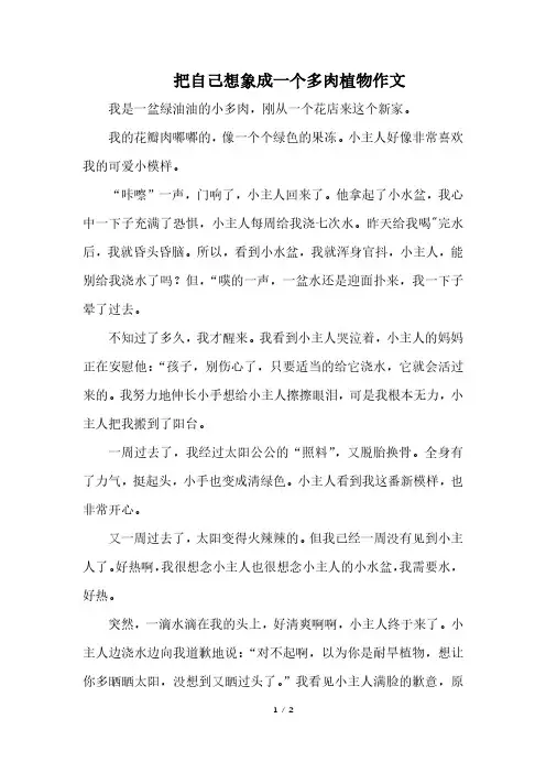 把自己想象成一个多肉植物作文
