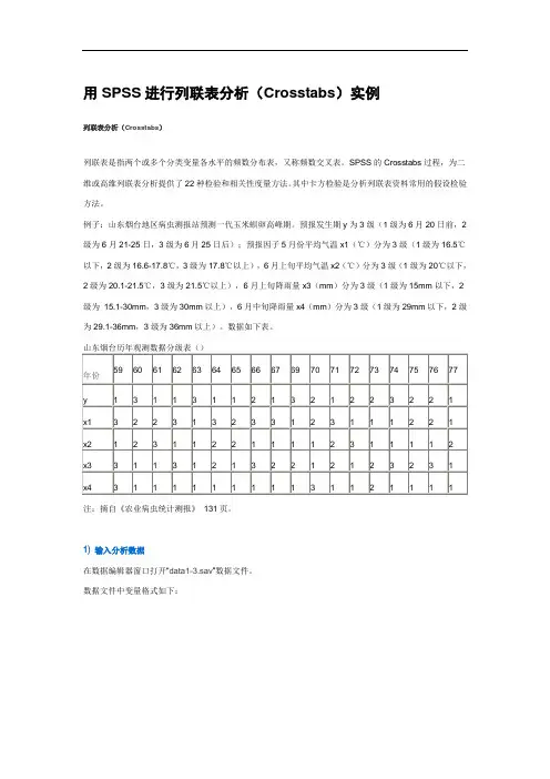 用SPSS进行列联表分析(Crosstabs)实例