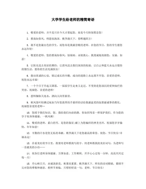 大学学生给老师的精简寄语