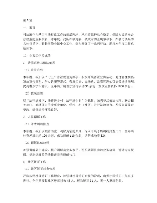 司法所行动总结报告范文(3篇)