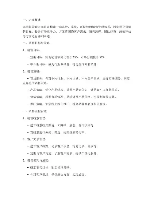 华为销售管理方案模板