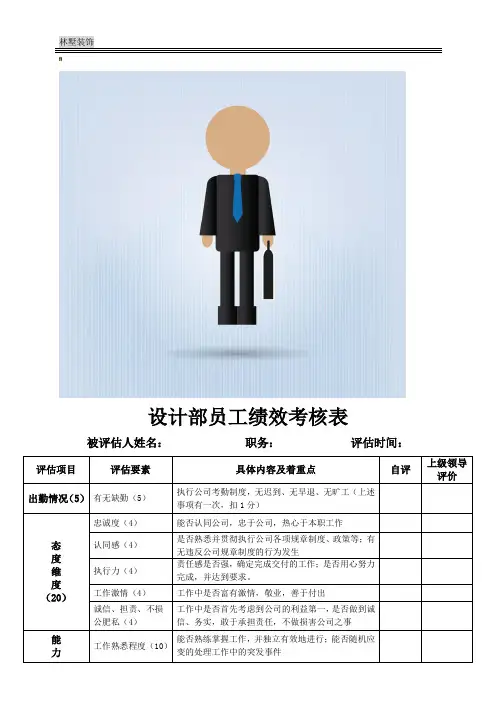 设计部员工绩效考核表
