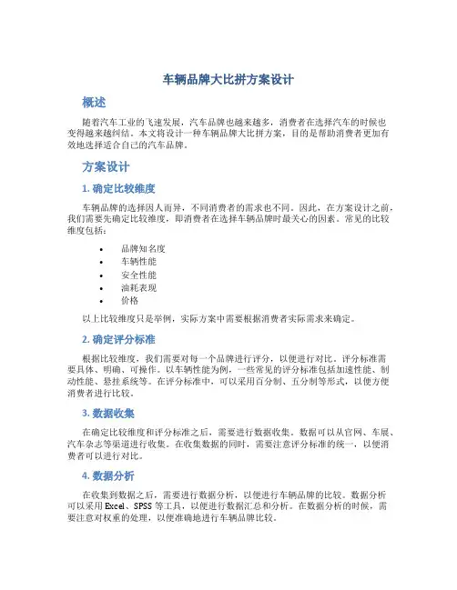 车辆品牌大比拼方案设计