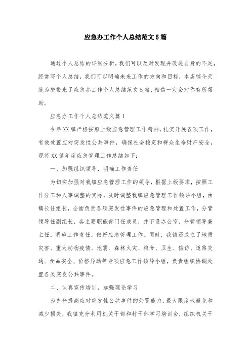 应急办工作个人总结范文5篇