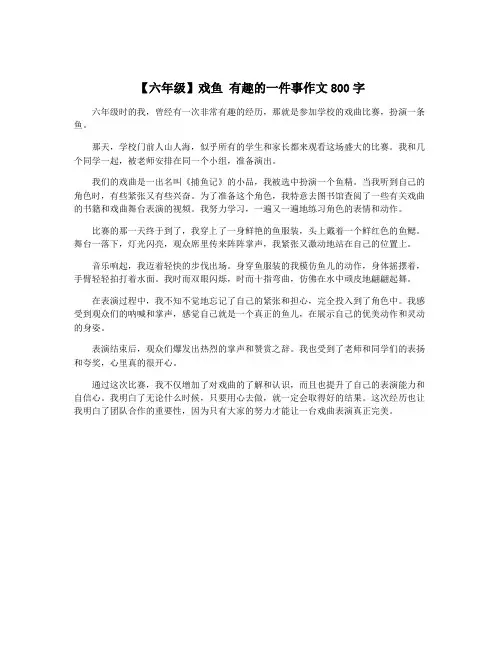 【六年级】戏鱼 有趣的一件事作文800字